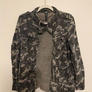 Design Lab Lord & Taylor Women's Gray Camo Utility Jacket